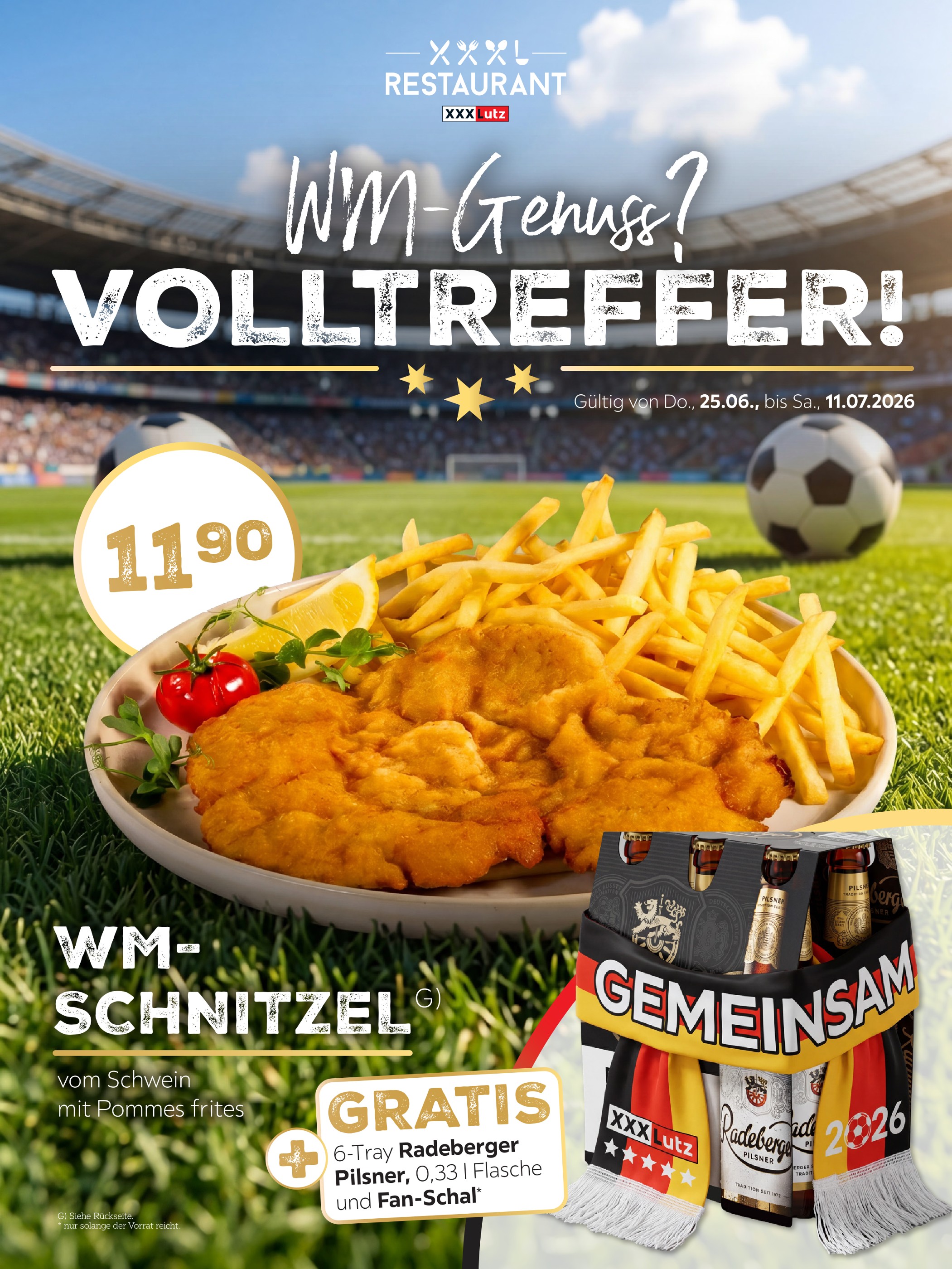 Aktueller XXXLutz Prospekt, "WM-Genuss? Volltreffer!", mit Angeboten der Woche, gültig von 20.06.2026 bis 20.06.2026
